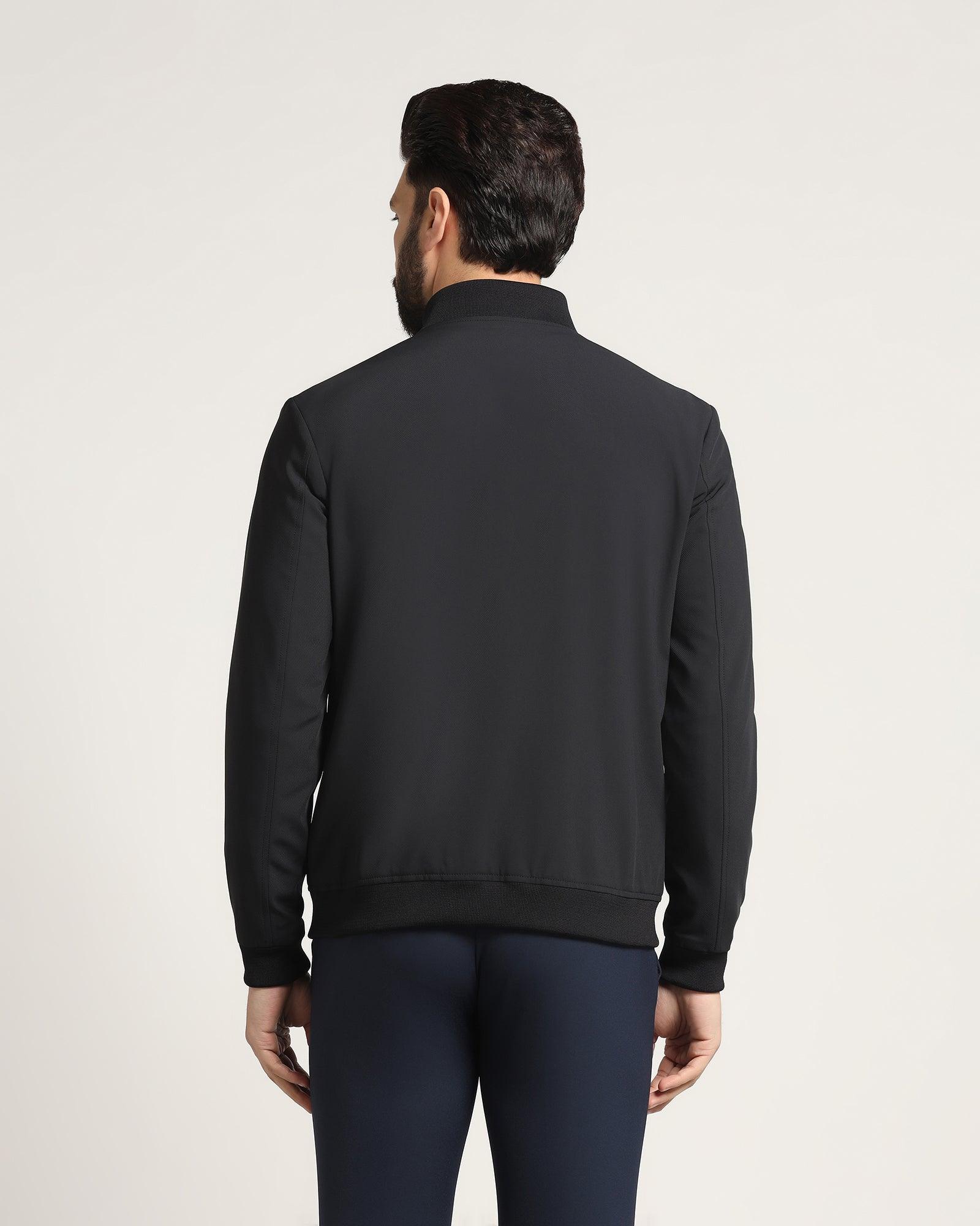 Bomber Black Textured Zipper Jacket - Griffin - Blackberrys