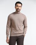 Camel High Neck Solid Sweater - Pop