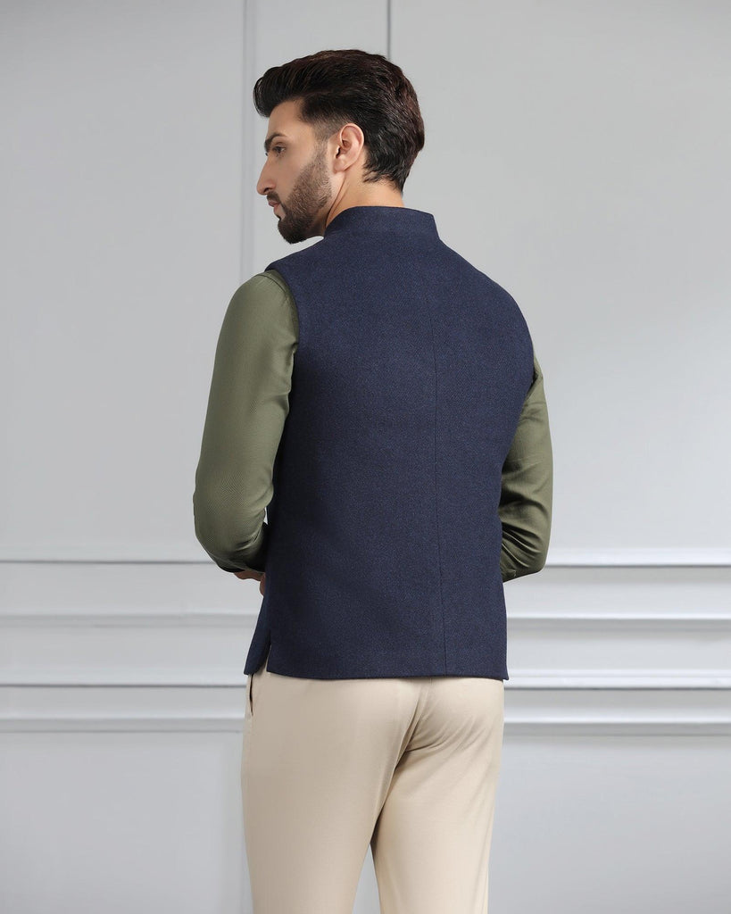 Bandhgala Casual Navy Solid Waistcoat - Canford