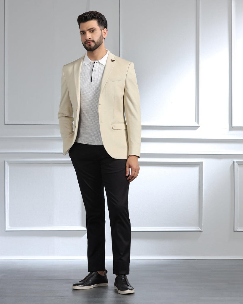 Casual Beige Textured Blazer - Forest