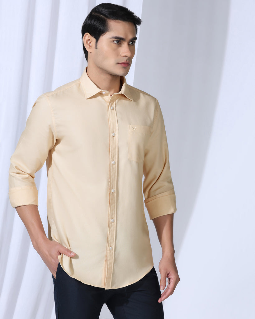 Casual Beige Textured Shirt - Caty