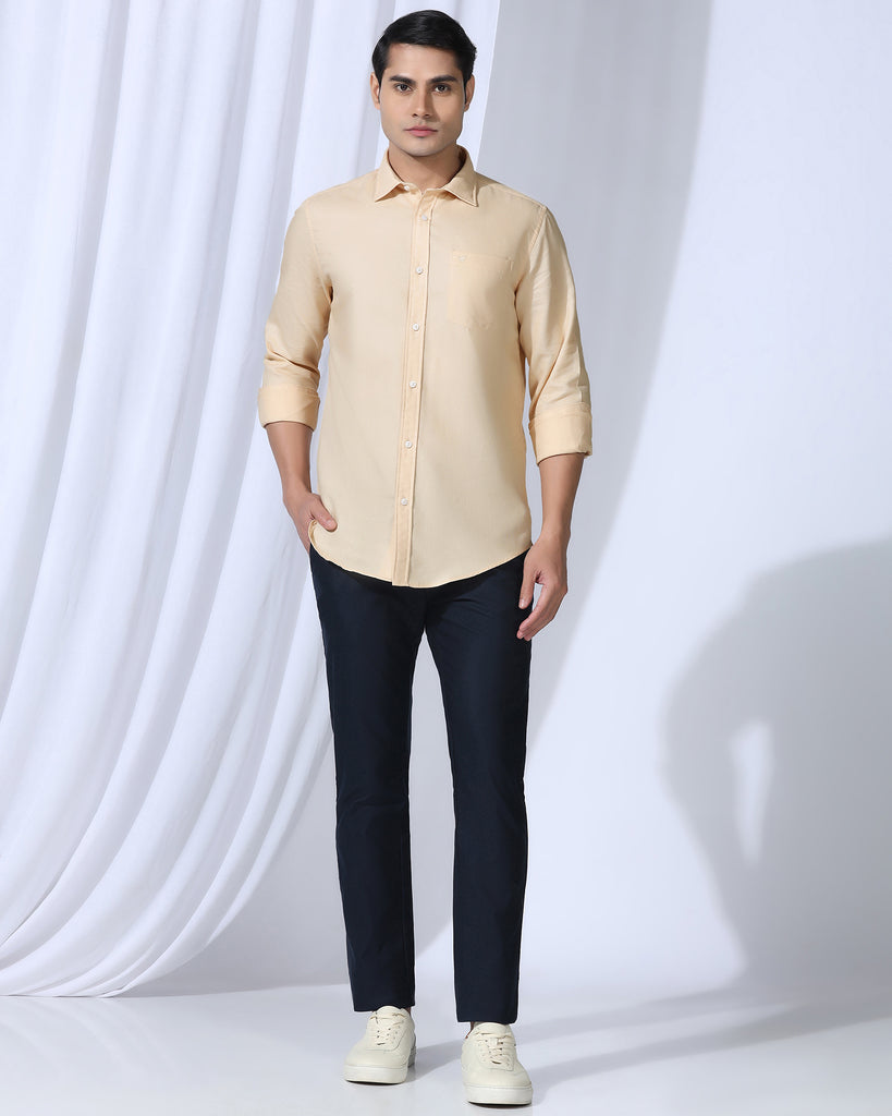 Casual Beige Textured Shirt - Caty