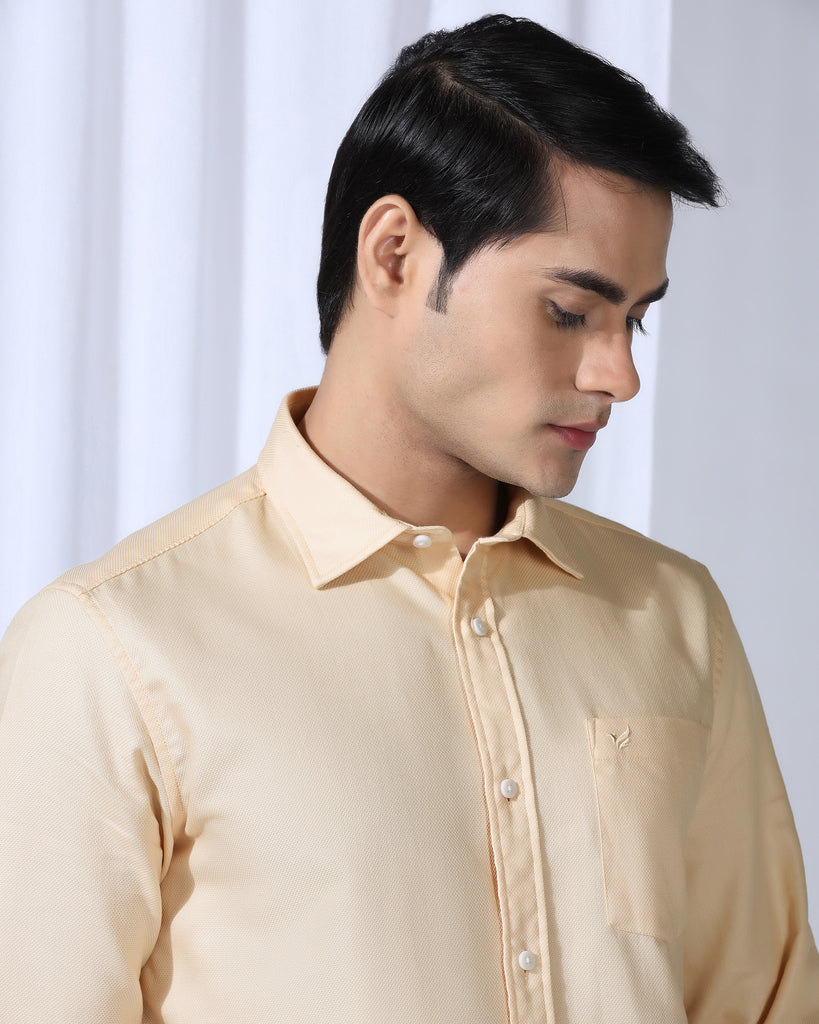 Casual Beige Textured Shirt - Caty