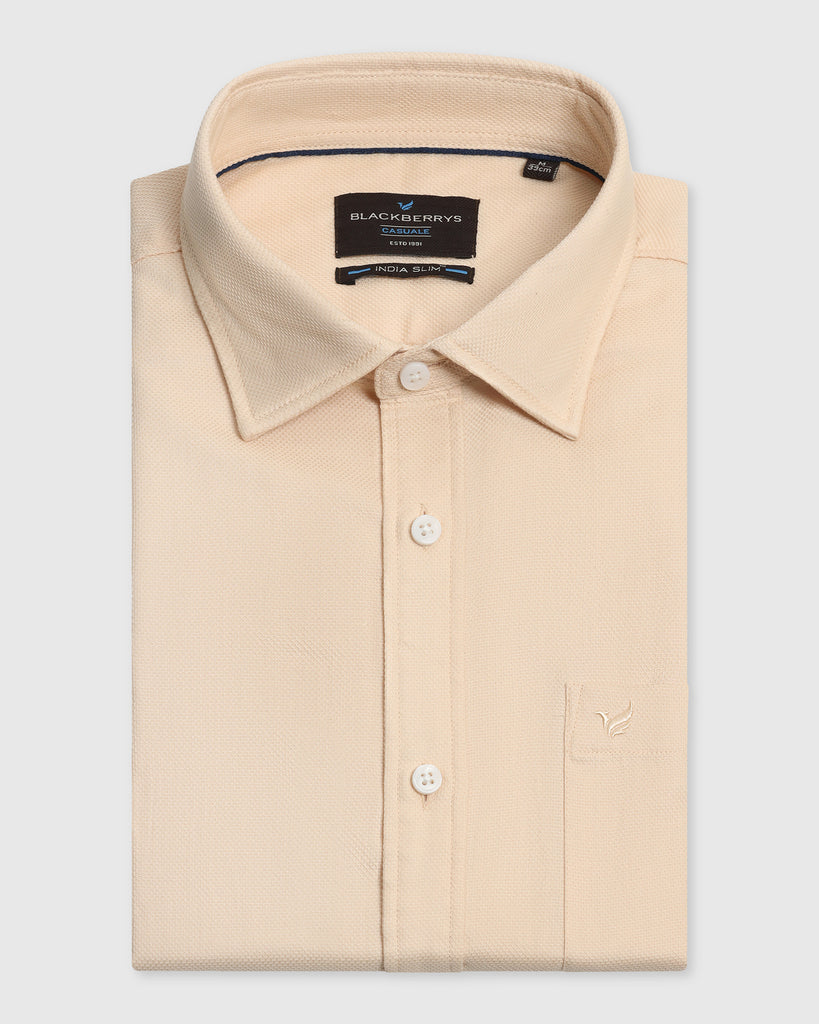 Casual Beige Textured Shirt - Caty