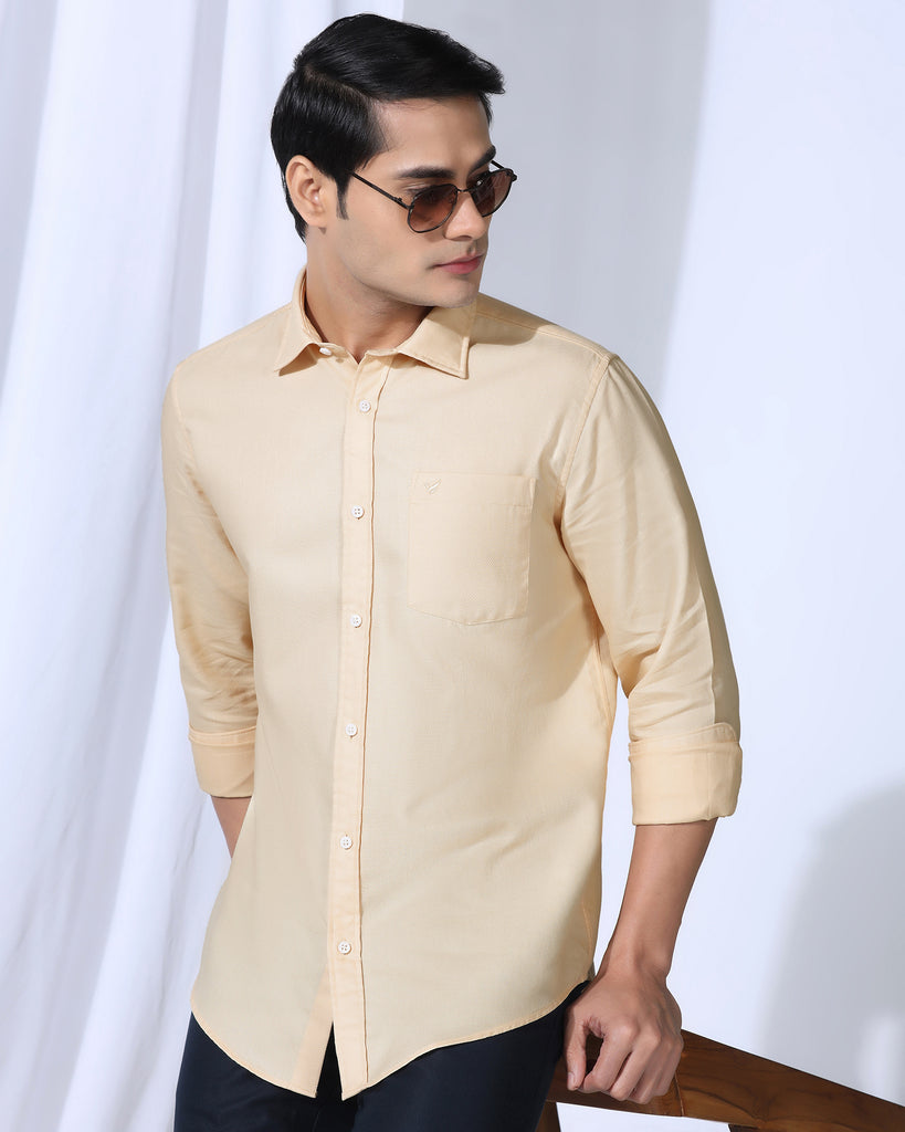 Casual Beige Textured Shirt - Caty