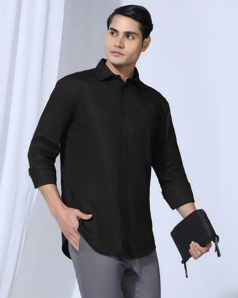 Casual Black Textured Shirt - Caty