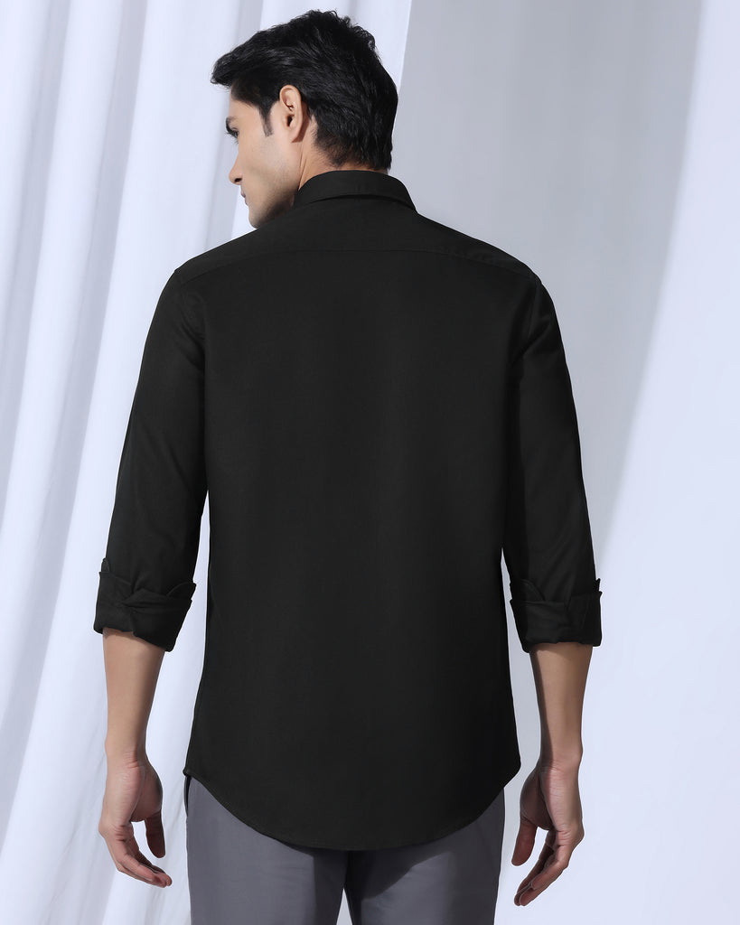 Casual Black Textured Shirt - Caty