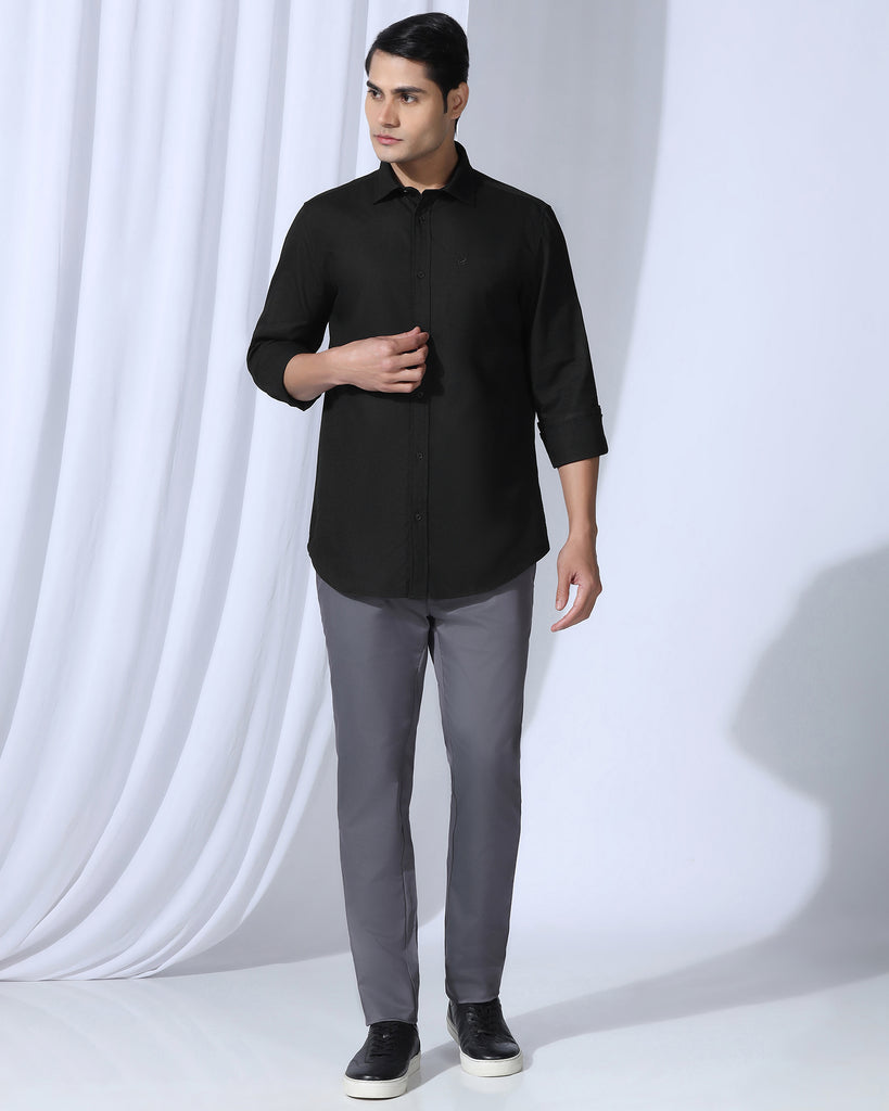 Casual Black Textured Shirt - Caty