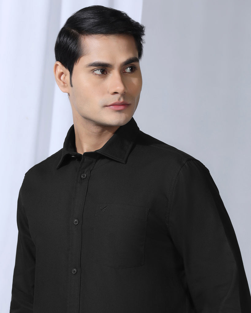 Casual Black Textured Shirt - Caty