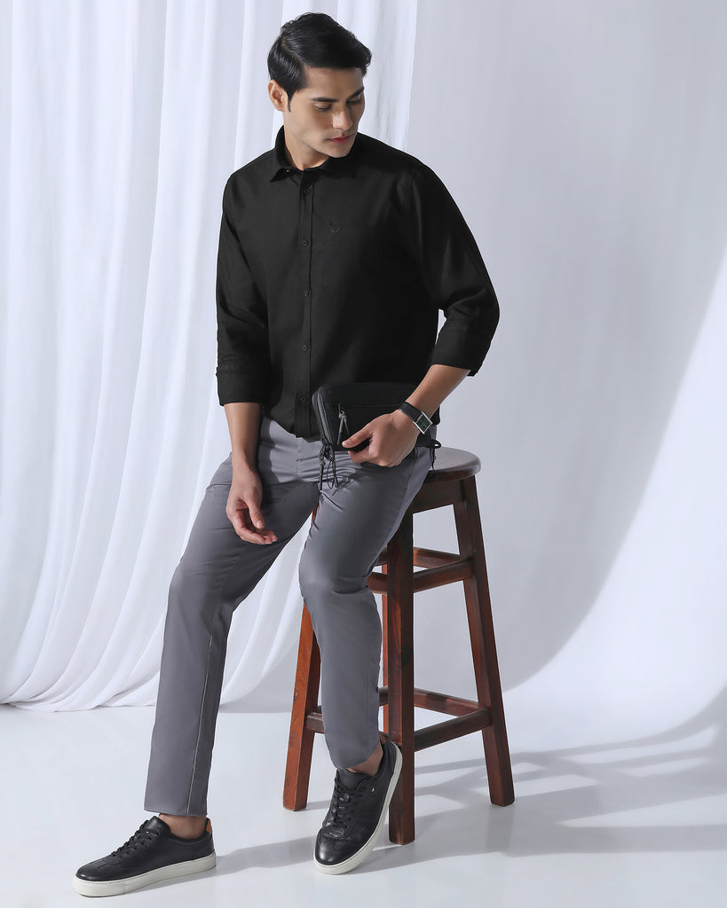 Casual Black Textured Shirt - Caty