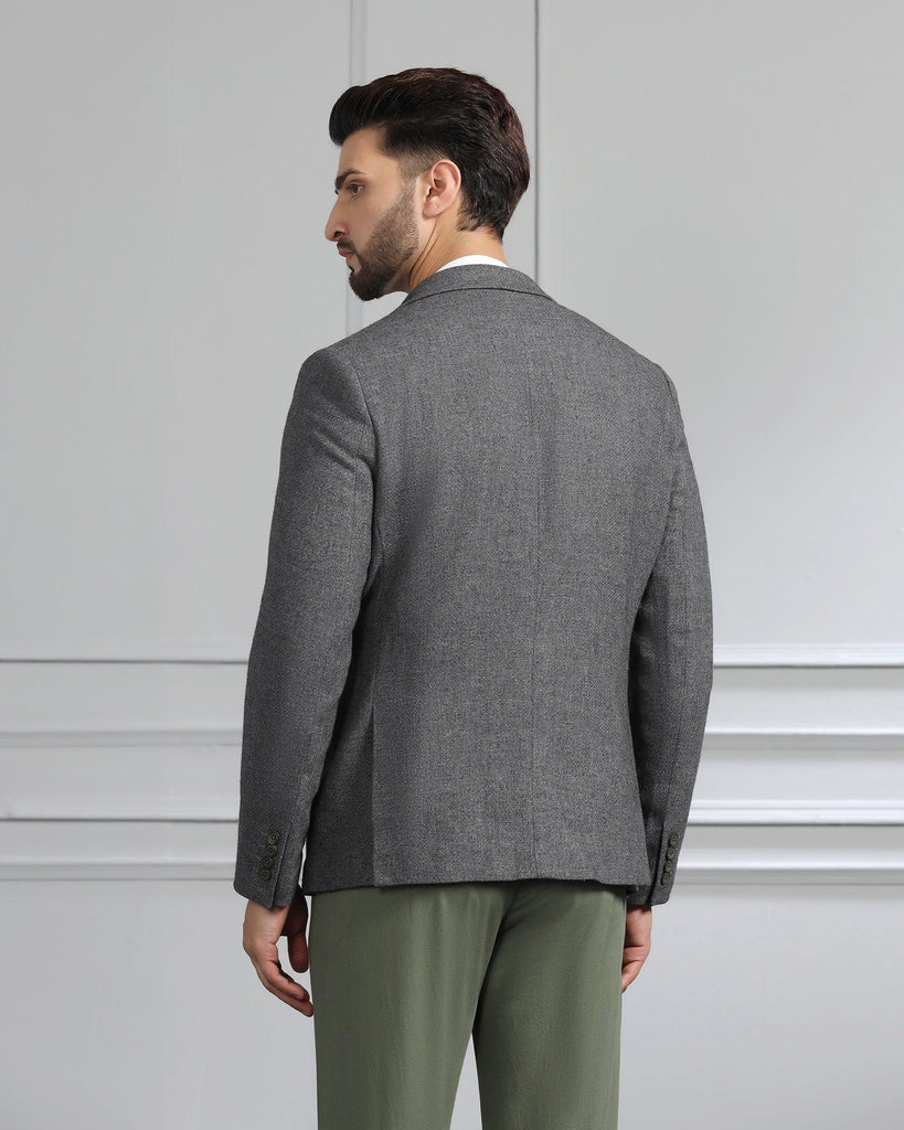 Casual Charcoal Solid Blazer - Adley