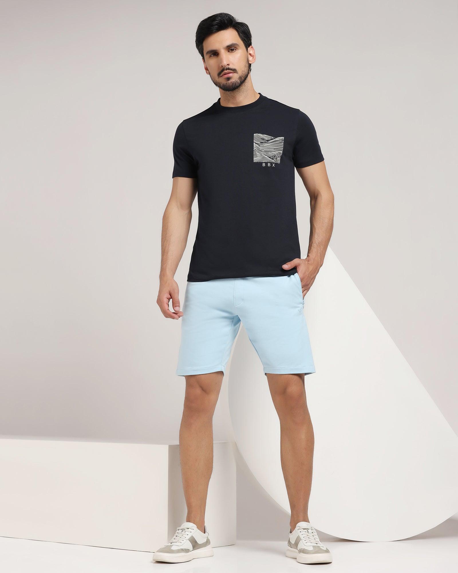 Casual Light Blue Solid Shorts - Liam