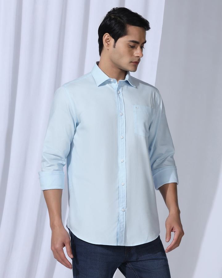 Casual Light Blue Textured Shirt - Caty