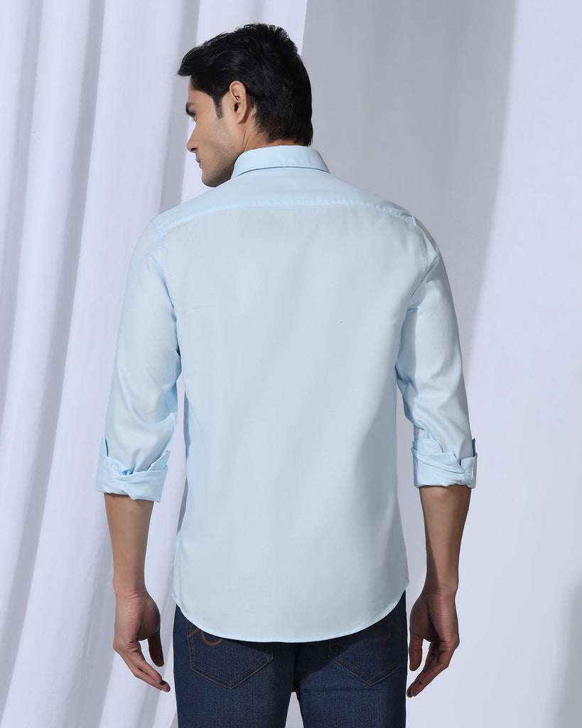 Casual Light Blue Textured Shirt - Caty