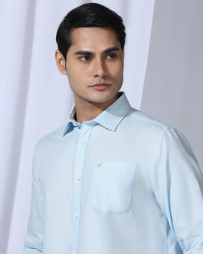 Casual Light Blue Textured Shirt - Caty