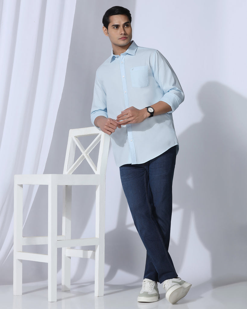 Casual Light Blue Textured Shirt - Caty