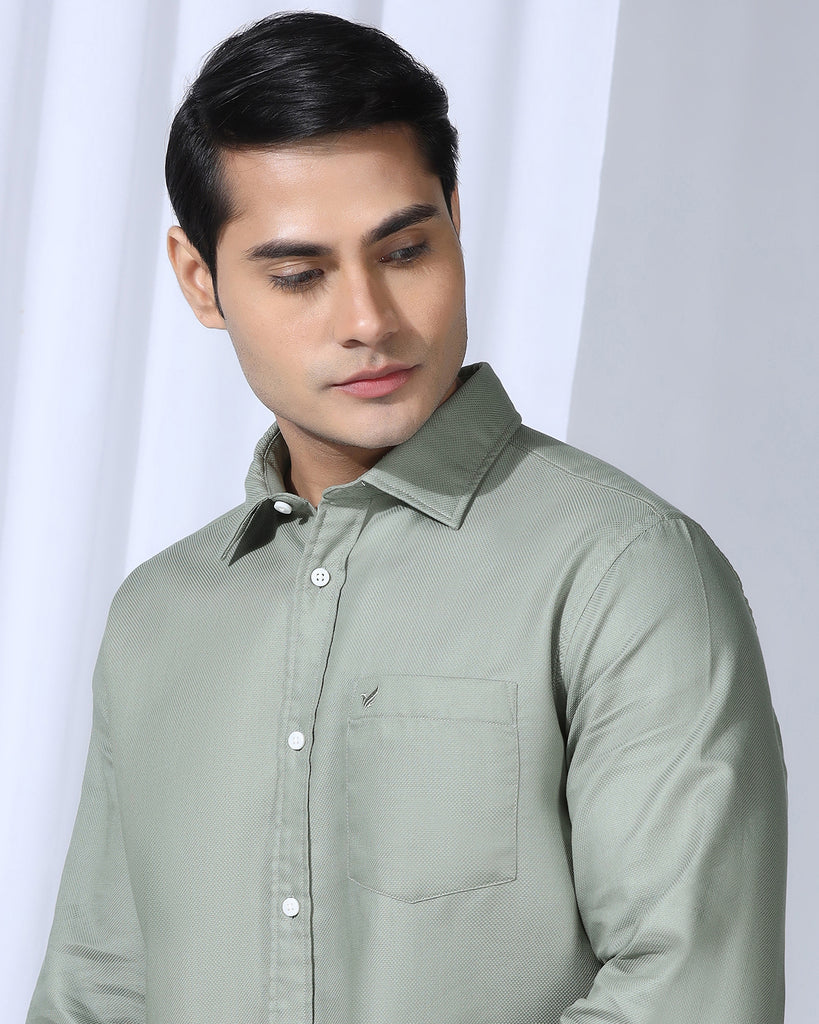 Casual Olive Textured Shirt - Caty