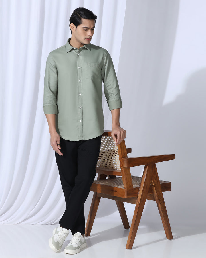 Casual Olive Textured Shirt - Caty