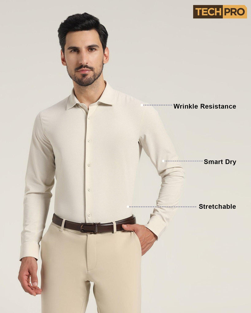 TechPro Casual Beige Solid Shirt - Thomas