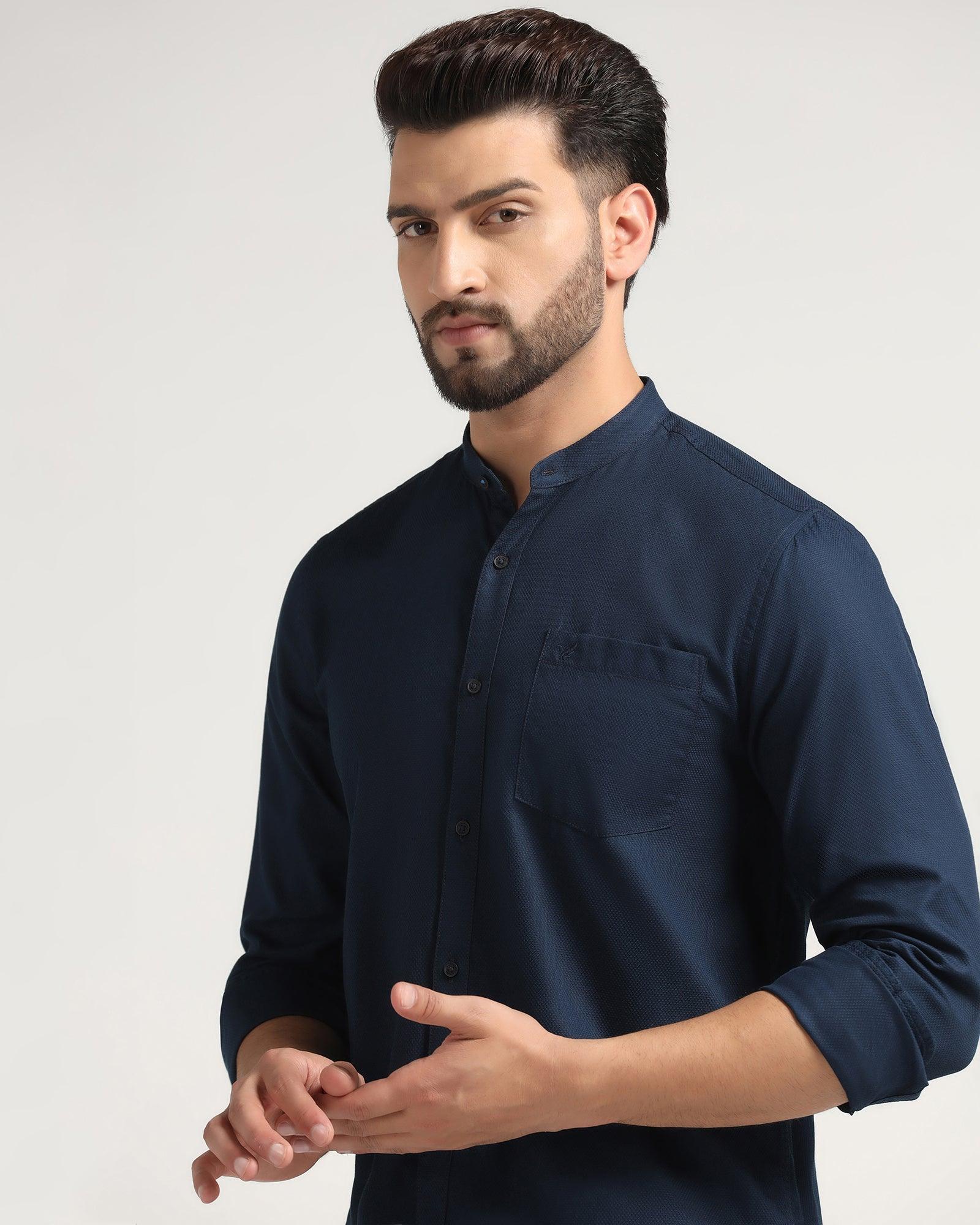 casual navy blue shirt