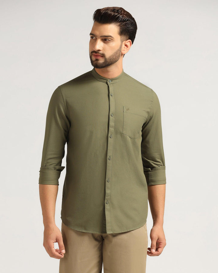 Casual Olive Solid Shirt - Colt