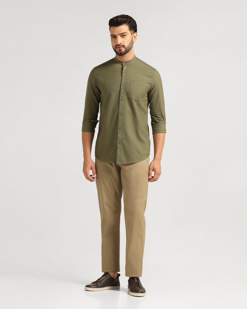 Casual Olive Solid Shirt - Colt