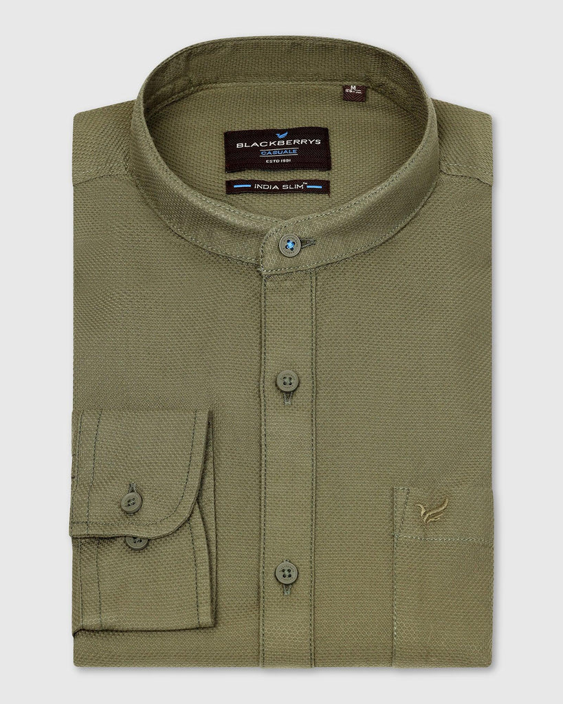 Casual Olive Solid Shirt - Colt