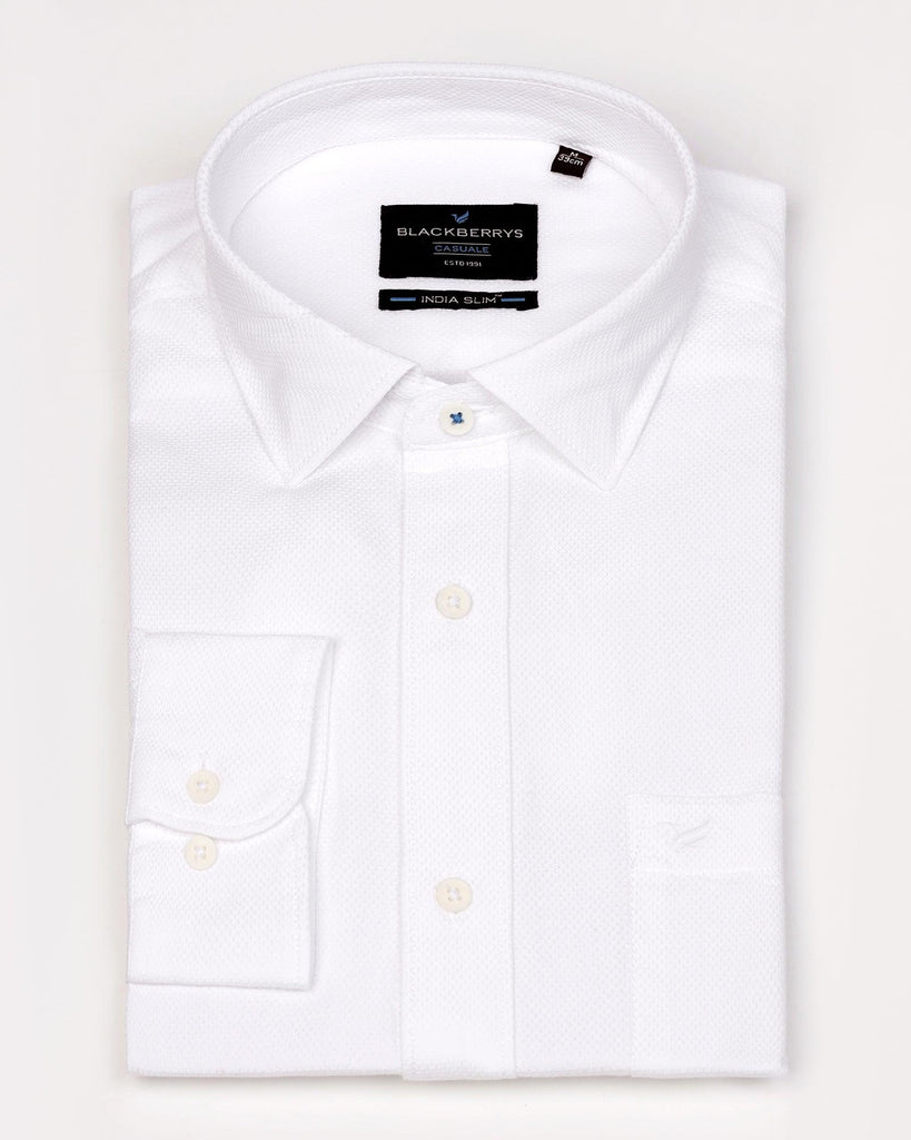 Casual White Solid Shirt - Jolt