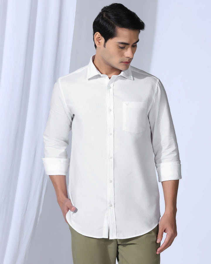 Casual White Textured Shirt - Caty