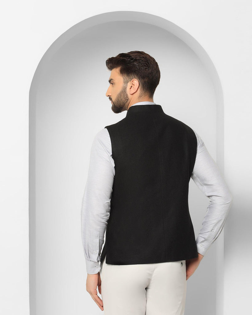 Bandhgala Casual Black Solid Waistcoat - Xavier