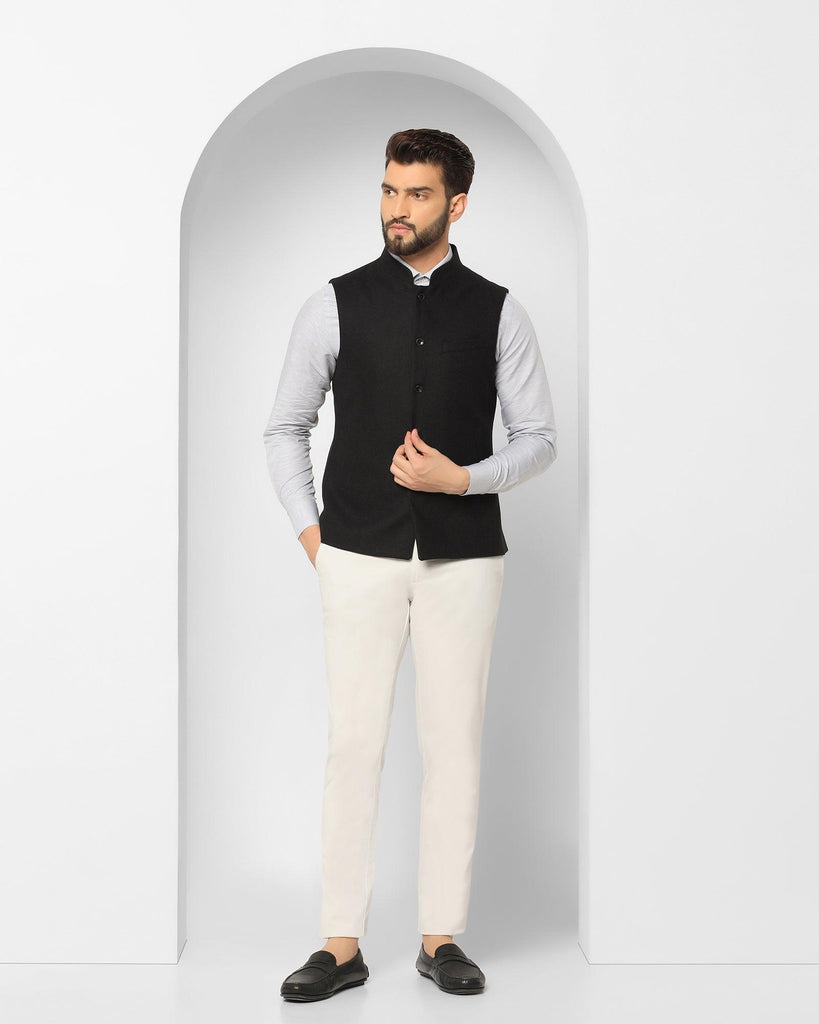 Bandhgala Casual Black Solid Waistcoat - Xavier