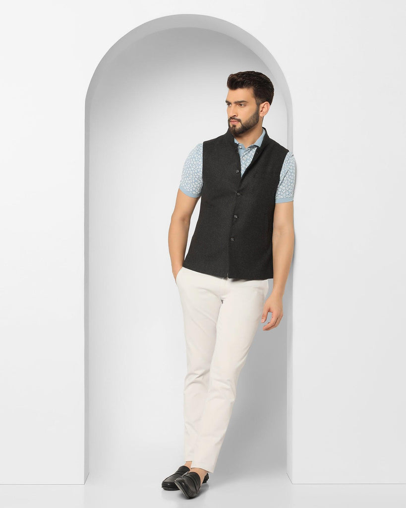 Bandhgala Casual Black Solid Waistcoat - Xavier