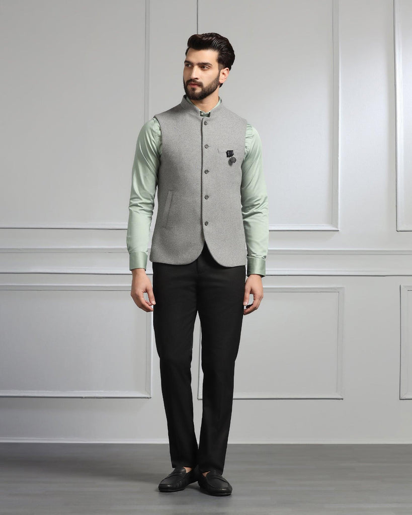 Bandhgala Casual Grey Solid Waistcoat - Canford