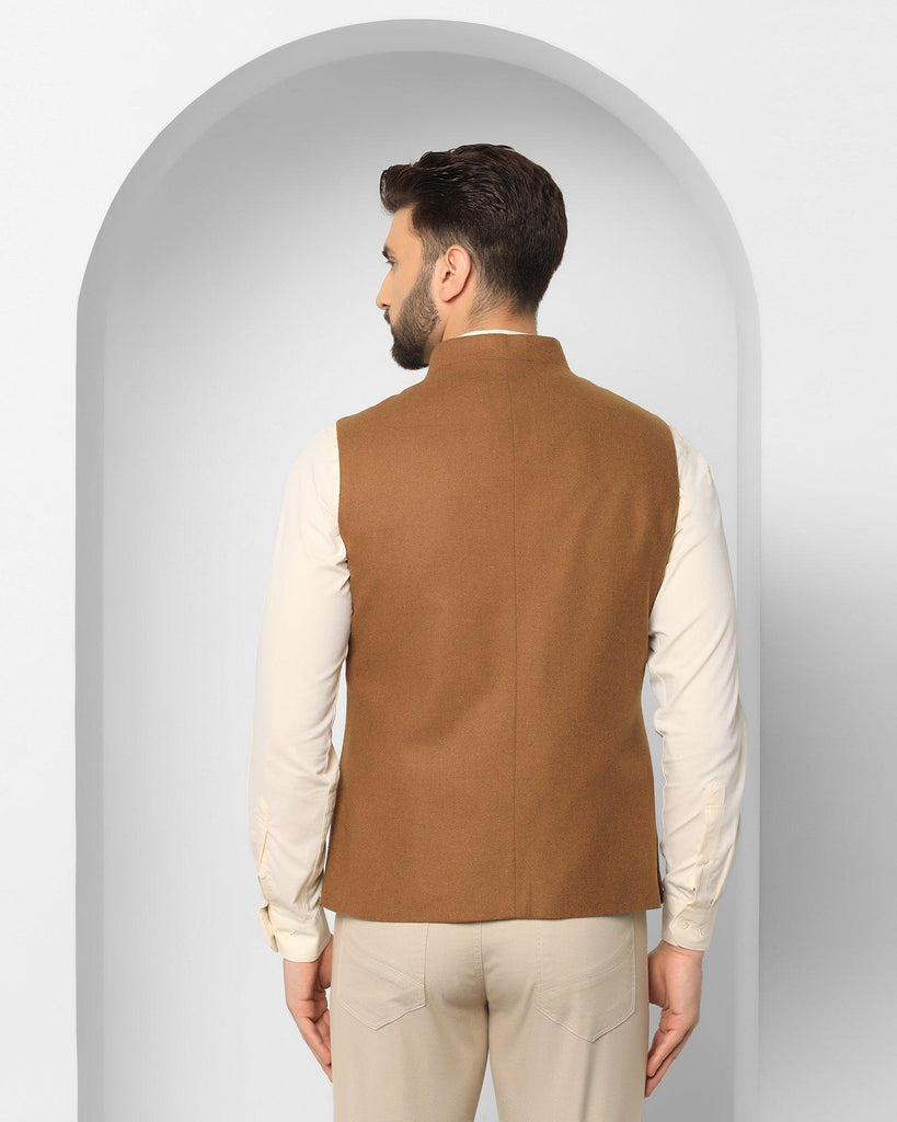 Bandhgala Casual Rust Solid Waistcoat - Xavier