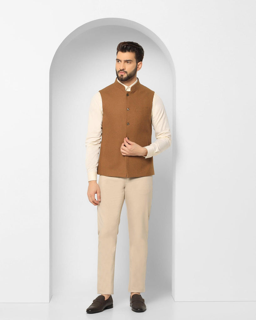 Bandhgala Casual Rust Solid Waistcoat - Xavier