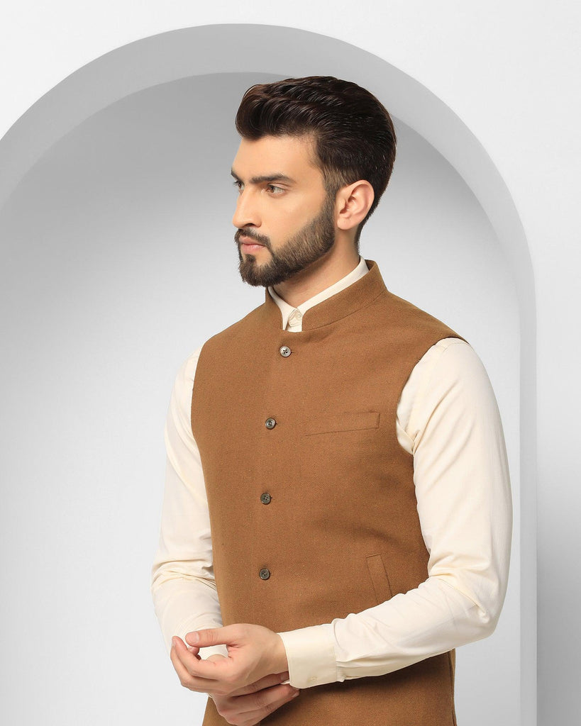 Bandhgala Casual Rust Solid Waistcoat - Xavier