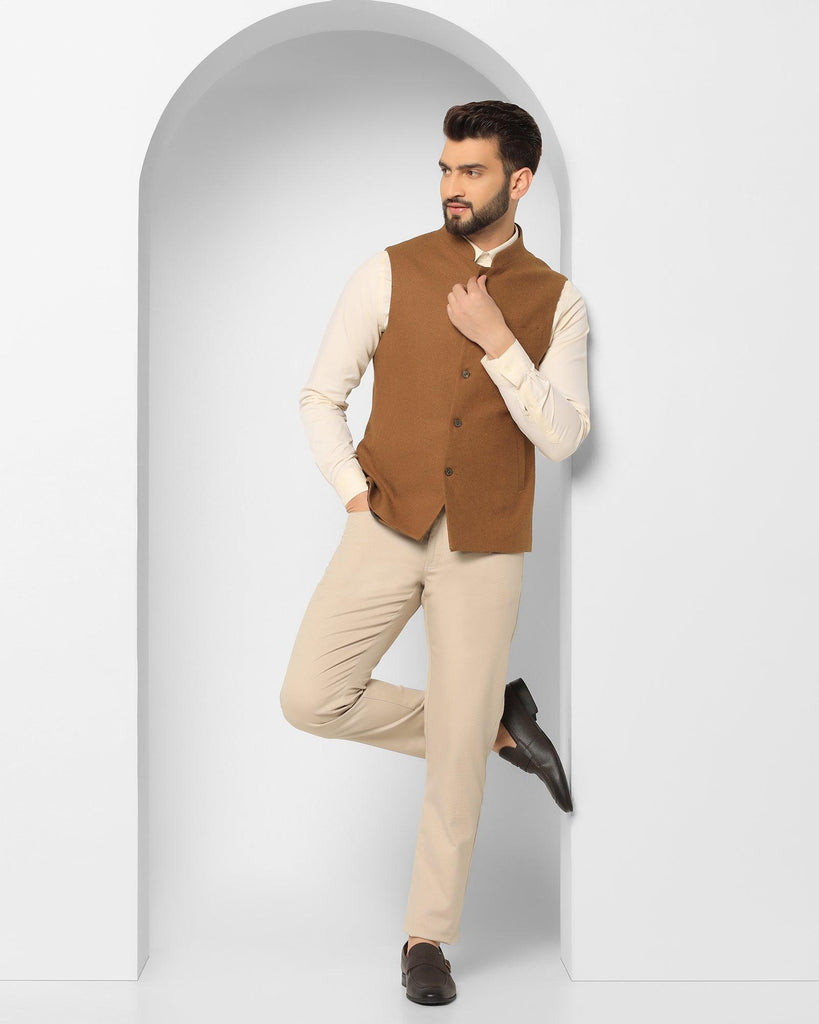 Bandhgala Casual Rust Solid Waistcoat - Xavier