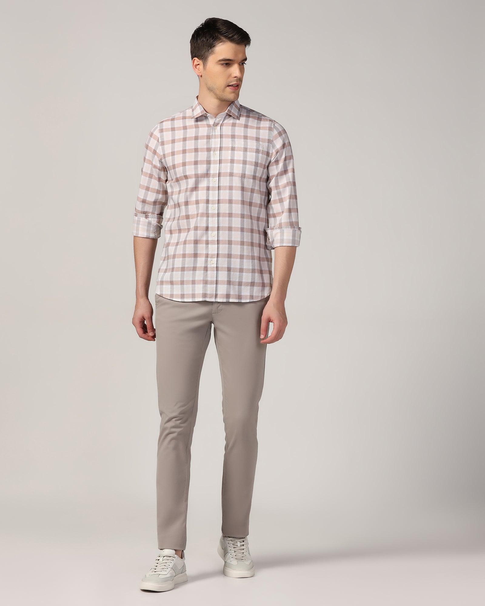 Casual Beige Check Shirt - Autumn - Blackberrys