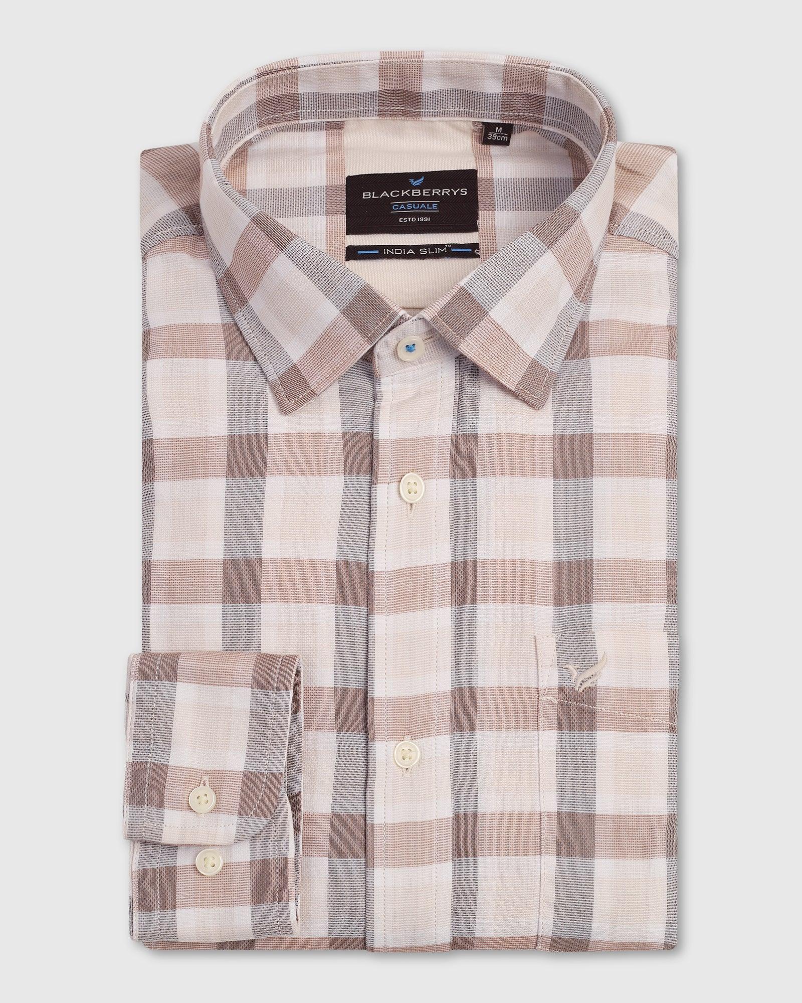 Casual Beige Check Shirt - Autumn - Blackberrys