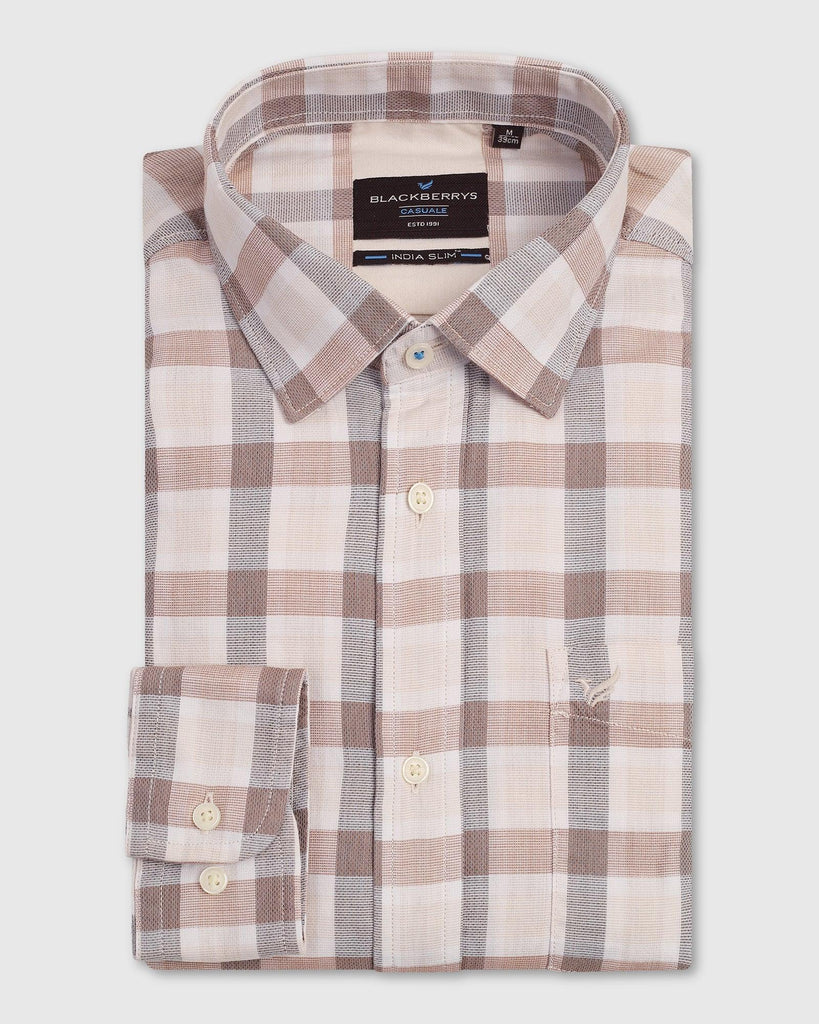 Casual Beige Check Shirt - Autumn