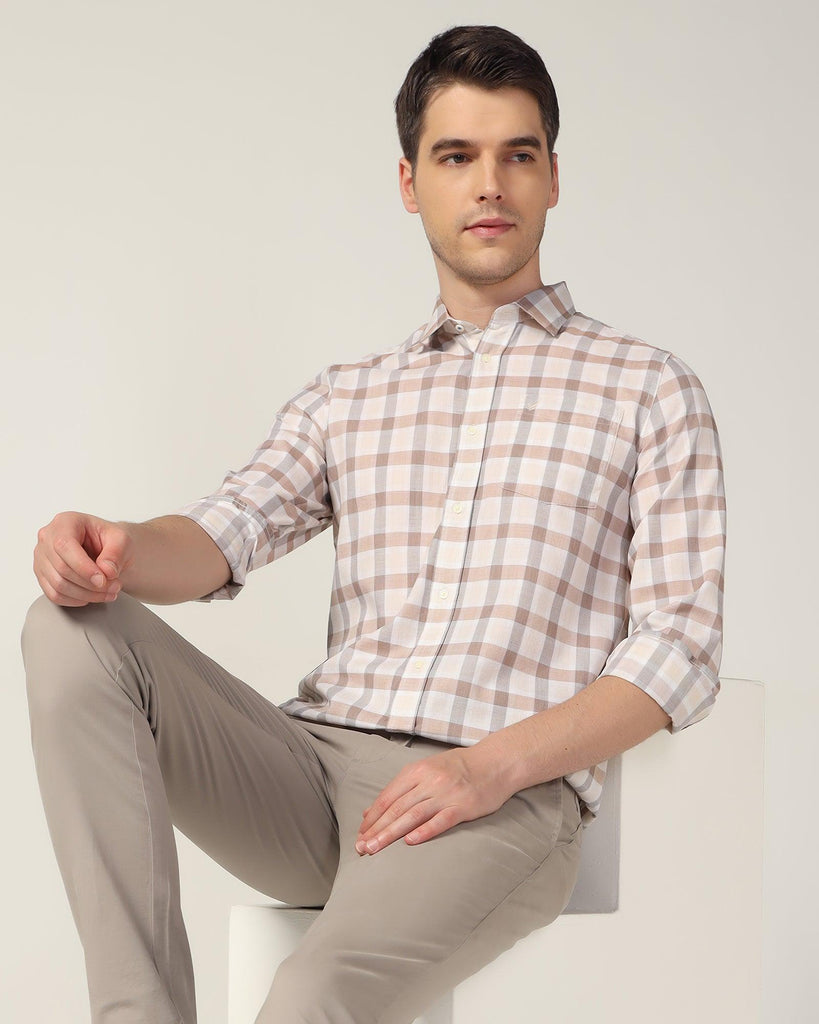 Casual Beige Check Shirt - Autumn