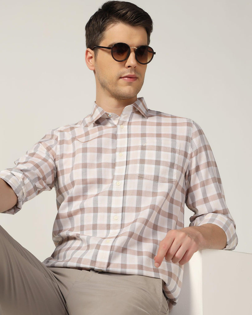 Casual Beige Check Shirt - Autumn