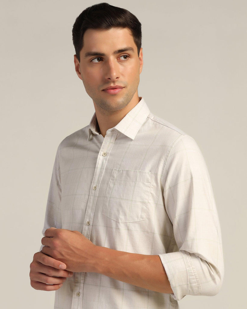 Casual Beige Check Shirt - Bailey