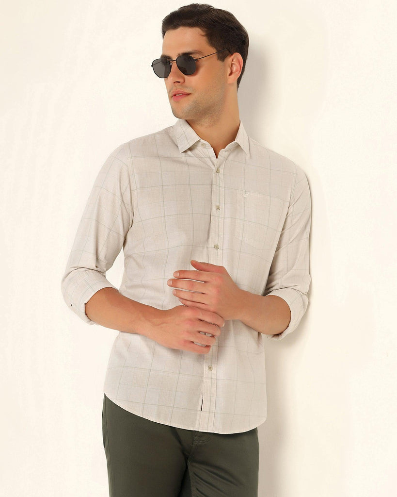 Casual Beige Check Shirt - Bailey