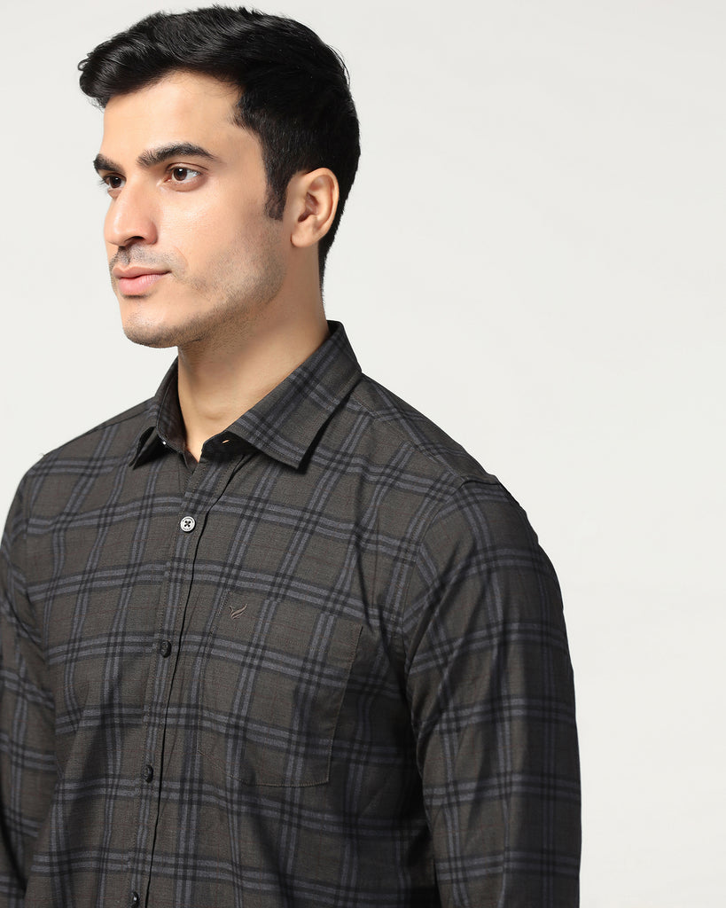 Casual Beige Check Shirt - Korio