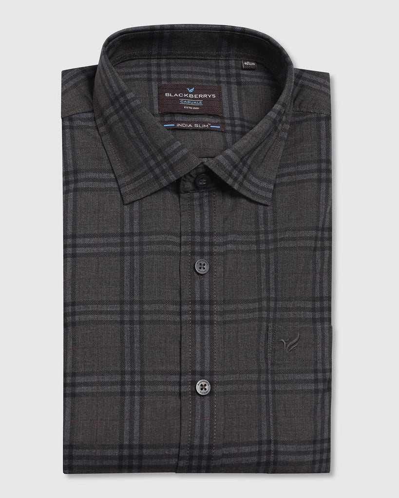 Casual Beige Check Shirt - Korio