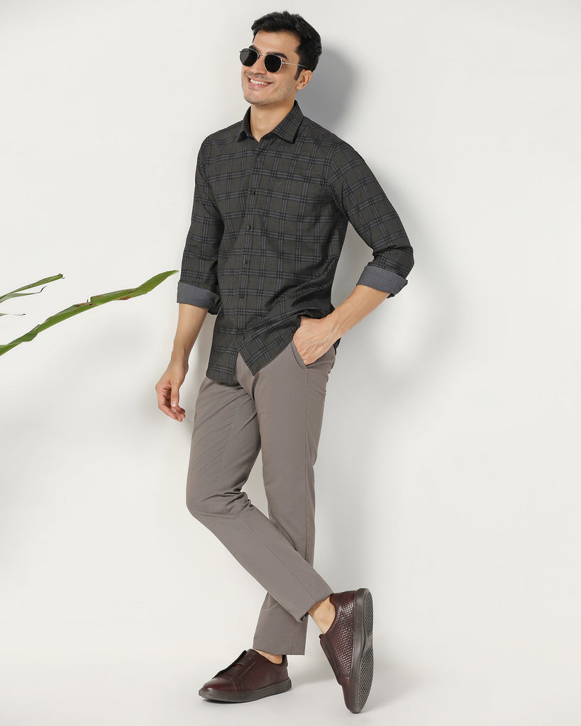 Casual Beige Check Shirt - Korio