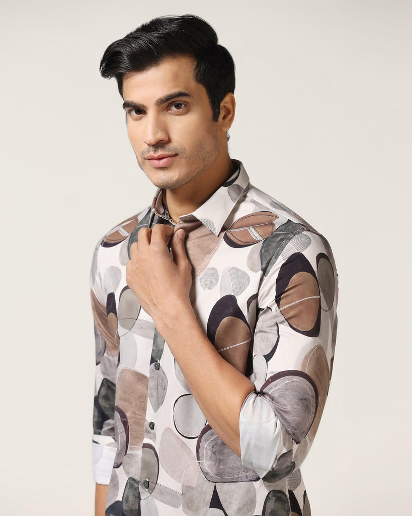 Casual Beige Printed Shirt - Bobin