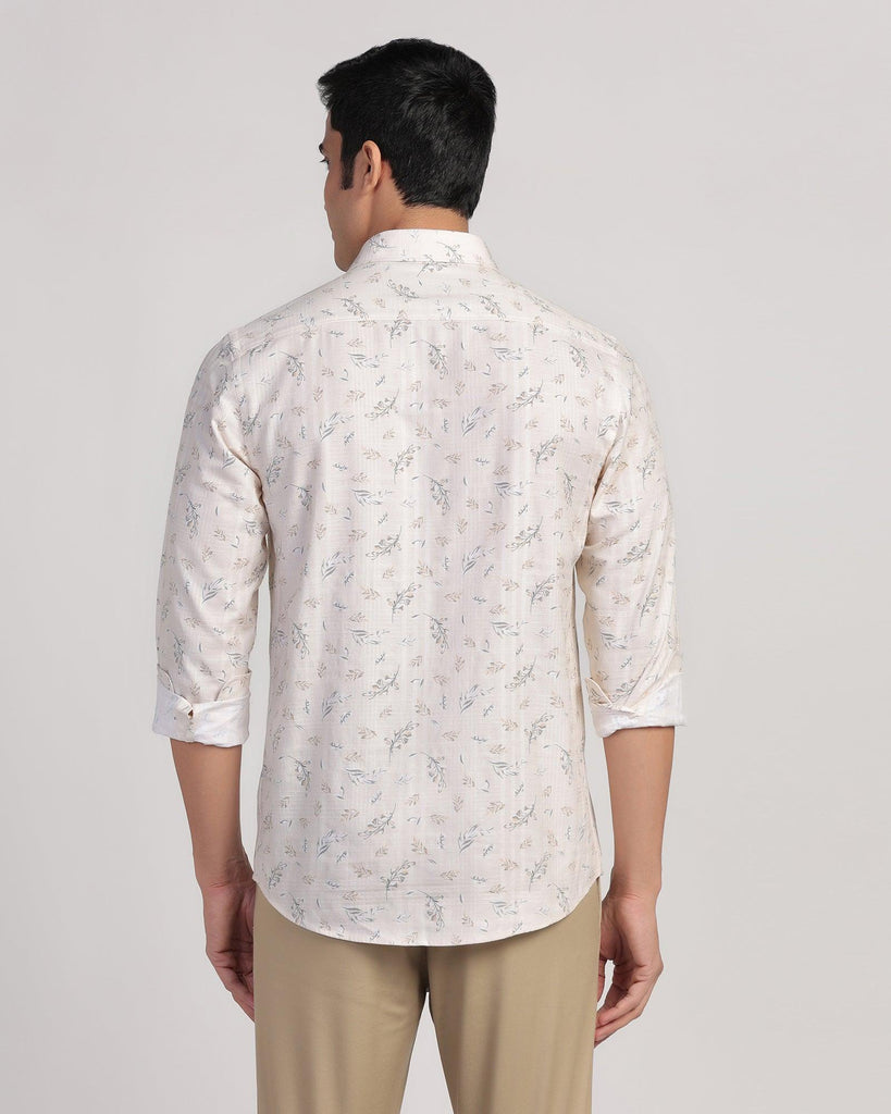 Linen Casual Beige Printed Shirt - Martin