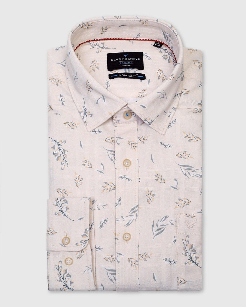 Linen Casual Beige Printed Shirt - Martin